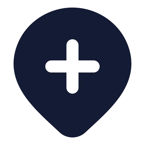 Map Pin Plus Inside Icon in Solid Rounded style