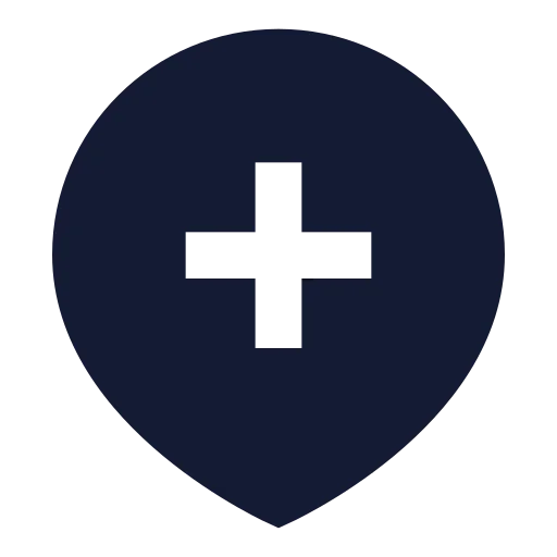 Map Pin Plus Inside Icon in Solid Sharp style