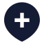 Mappinplusinside icon with solid sharp style