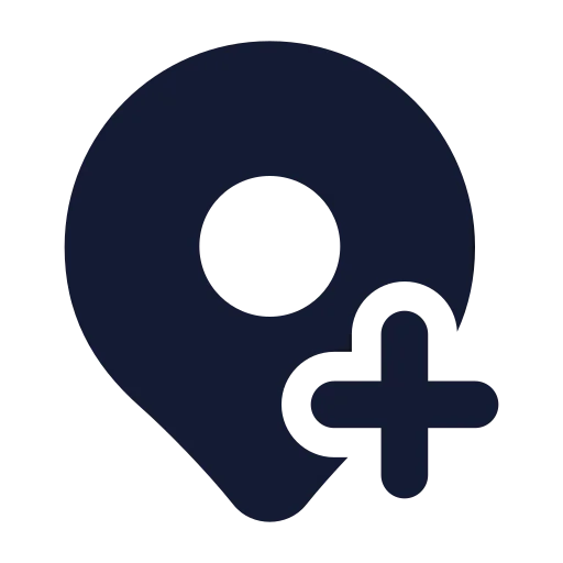 Map Pin Plus Icon in Solid Rounded style