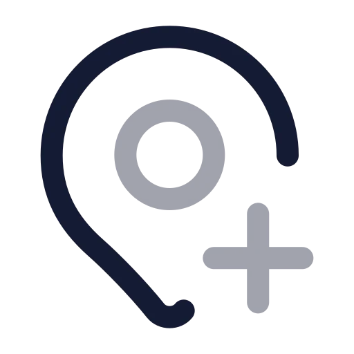Map Pin Plus Icon in Twotone Rounded style