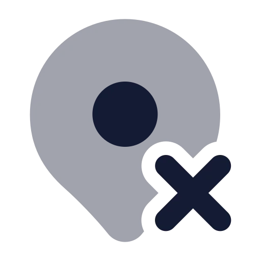 Map Pin X Icon in Bulk Rounded style