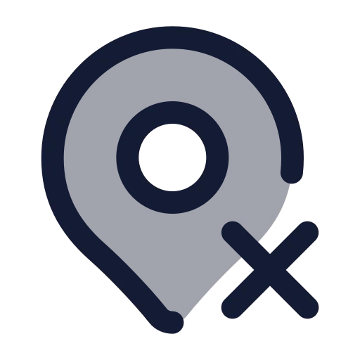 Map Pin X Icon in Duotone Rounded style