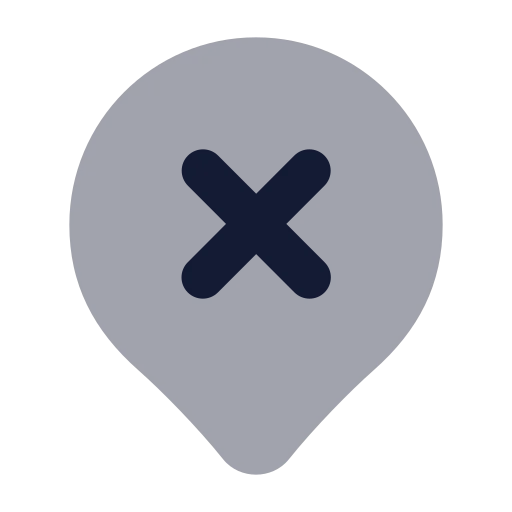 Map Pin X Inside Icon in Bulk Rounded style