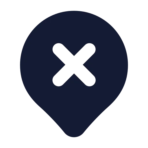Map Pin X Inside Icon in Solid Rounded style