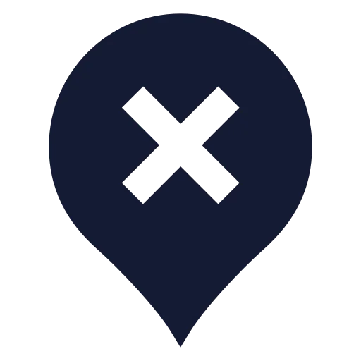 Map Pin X Inside Icon in Solid Sharp style