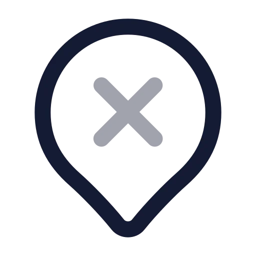 Map Pin X Inside Icon in Twotone Rounded style
