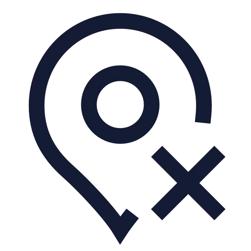Map Pin X Icon in Stroke Sharp style