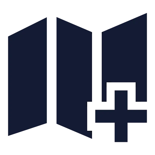 Map Plus Icon in Solid Sharp style