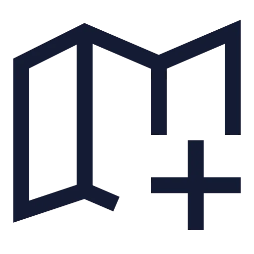 Map Plus Icon in Stroke Sharp style