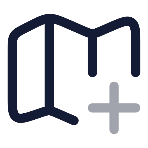 Map Plus Icon in Twotone Rounded style