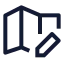 Mapsediting icon with stroke sharp style