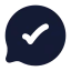 Messagecirclecheck icon with solid rounded style