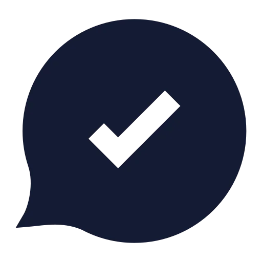 Message Circle Check Icon in Solid Sharp style