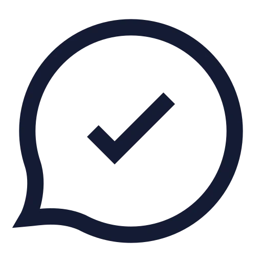 Message Circle Check Icon in Stroke Sharp style