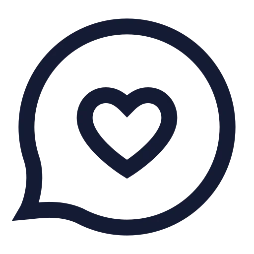 Message Circle Heart Icon in Stroke Sharp style