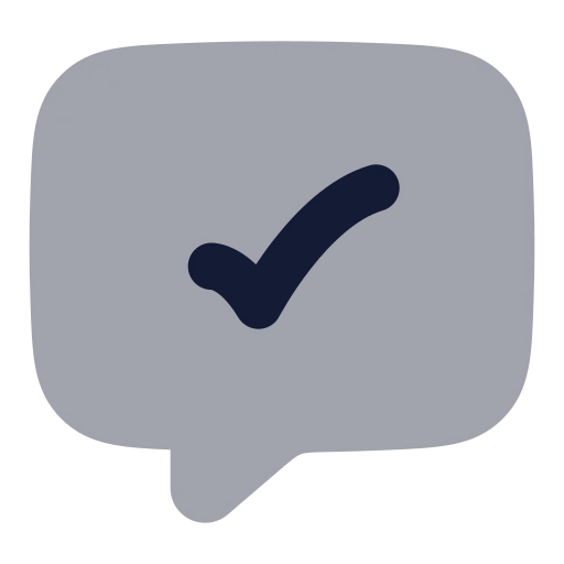 Message Square Check Icon in Bulk Rounded style