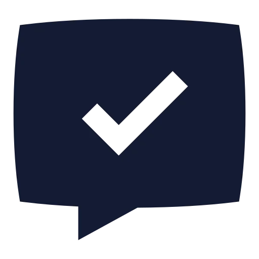 Message Square Check Icon in Solid Sharp style