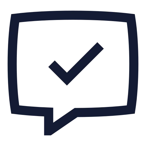 Message Square Check Icon in Stroke Sharp style