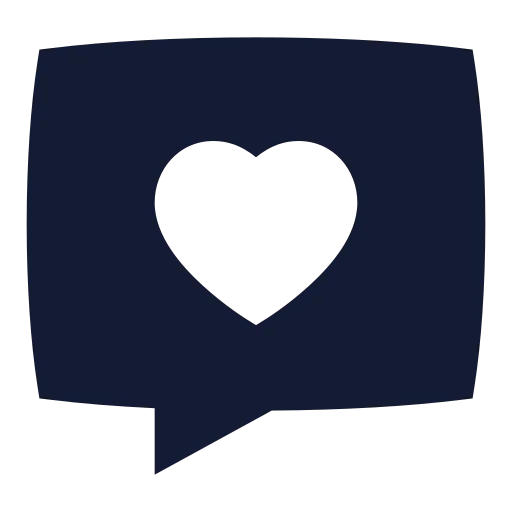 Message Square Heart Icon in Solid Sharp style