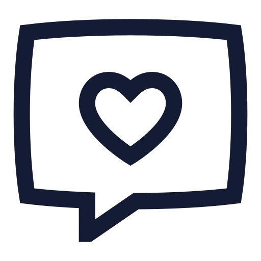 Message Square Heart Icon in Stroke Sharp style