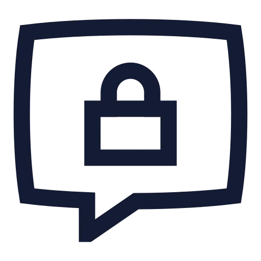 Message Square Lock Icon in Stroke Sharp style