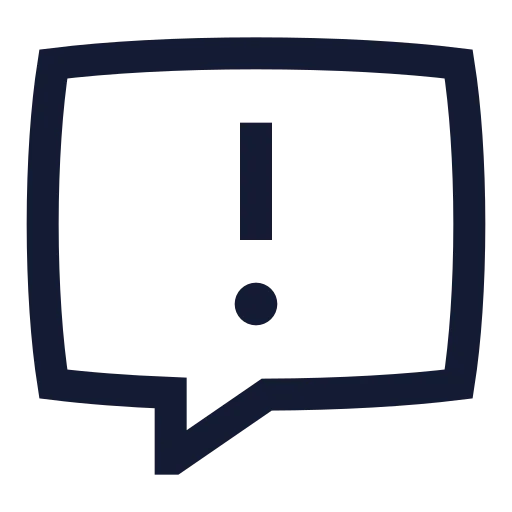 Message Square Warning Icon in Stroke Sharp style