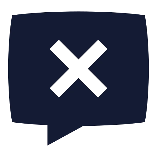 Message Square X Icon in Solid Sharp style