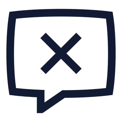 Message Square X Icon in Stroke Sharp style