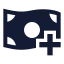 Moneyadd icon with solid sharp style