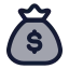 Moneybag icon with duotone rounded style