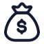 Moneybag icon with stroke rounded style