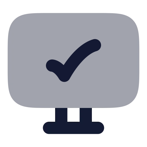 Monitor Check Icon in Bulk Rounded style