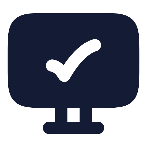 Monitor Check Icon in Solid Rounded style