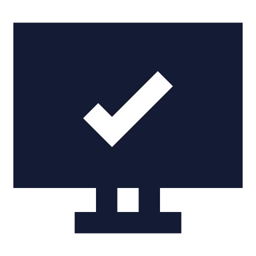 Monitor Check Icon in Solid Sharp style