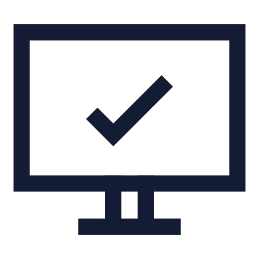 Monitor Check Icon in Stroke Sharp style