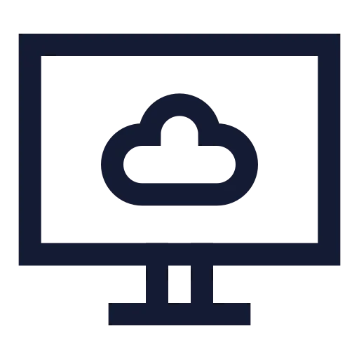 Monitor Cloud Icon in Stroke Sharp style