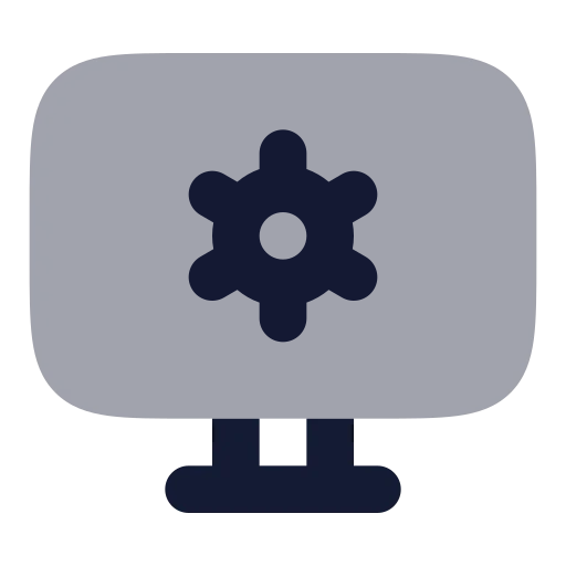 Monitor Cog Icon in Bulk Rounded style