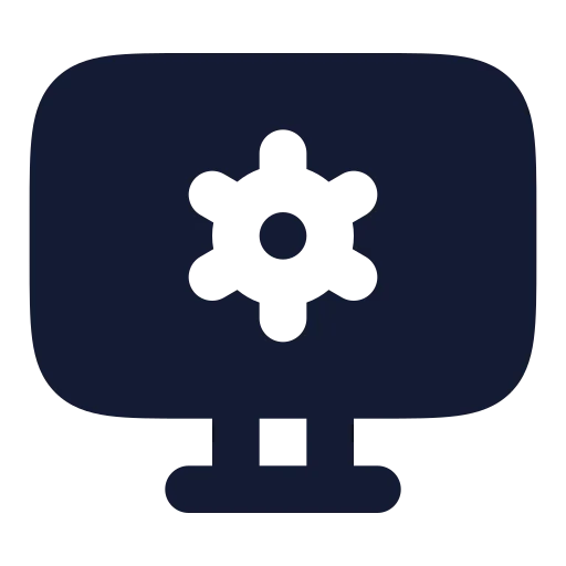 Monitor Cog Icon in Solid Rounded style