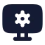 Monitorcog icon with solid rounded style