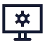 Monitorcog icon with stroke sharp style