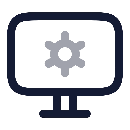 Monitor Cog Icon in Twotone Rounded style
