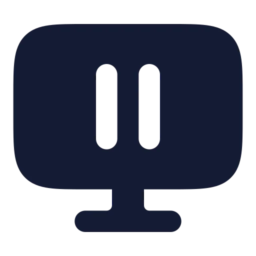 Monitor Pause Icon in Solid Rounded style