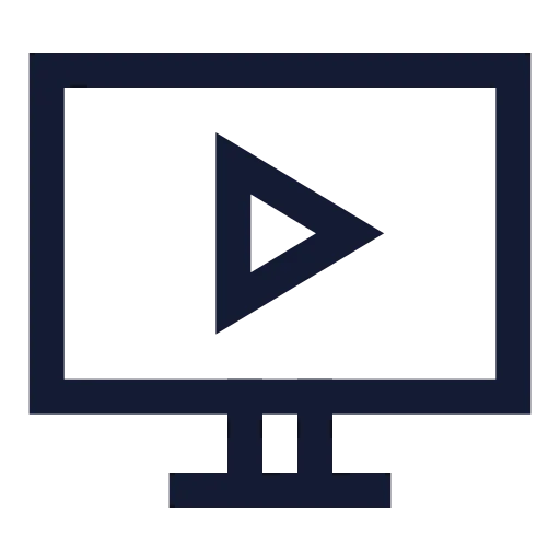 Monitor Play Icon in Stroke Sharp style