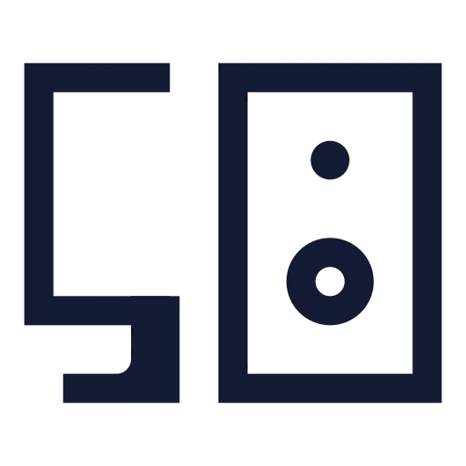 Monitor Speaker Icon in Stroke Sharp style