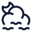 Mooncloudslowwind icon with stroke sharp style