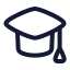 Mortarboard icon with stroke rounded style