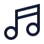 Music icon with stroke sharp style