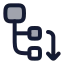 Nodemovedown icon with duotone rounded style