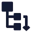 Nodemovedown icon with solid sharp style